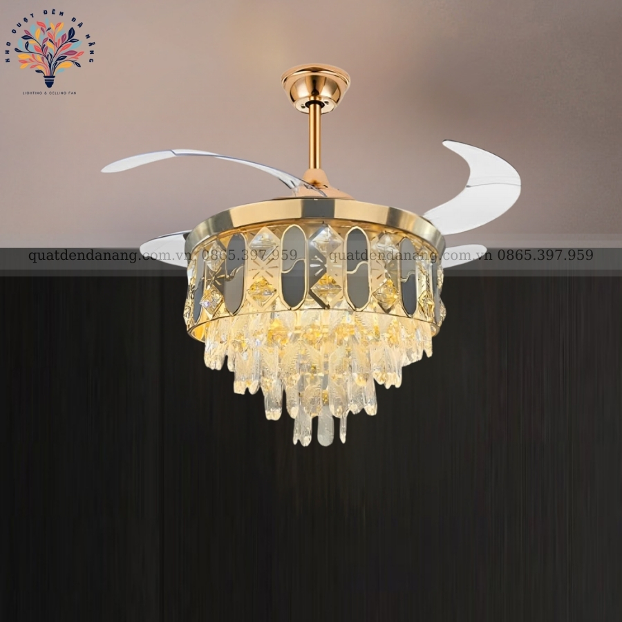 Quạt Cụp Xòe Pha Lê 358